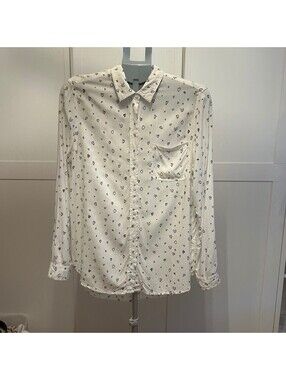 Beach Lunch Lounge Alanna Blouse Women's Large Heart Print EcoVero Viscose Top